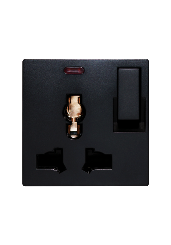 SOL Universal switched socket with LED Black Color UK Size