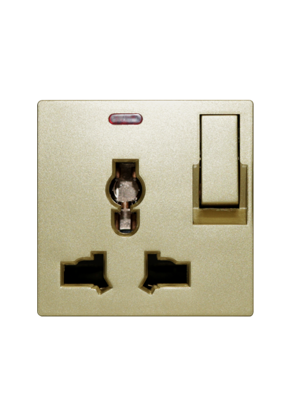 SOL Universal switched socket with LED Gold Color UK Size