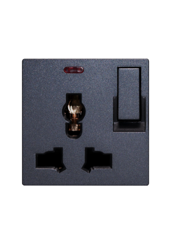 SOL Universal switched socket with LED Gray Color UK Size