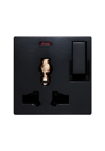[SOL-PLG-UNV-B] SOL Universal switched socket with LED Black Color UK Size