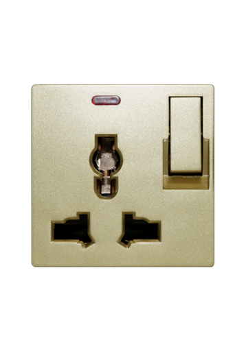 [SOL-PLG-UNV-G] SOL Universal switched socket with LED Gold Color UK Size